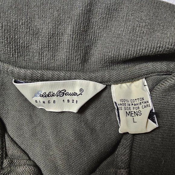 Vintage Eddie Bauer Green Striped Cotton Short Sleeve Polo L - Picture 5 of 9